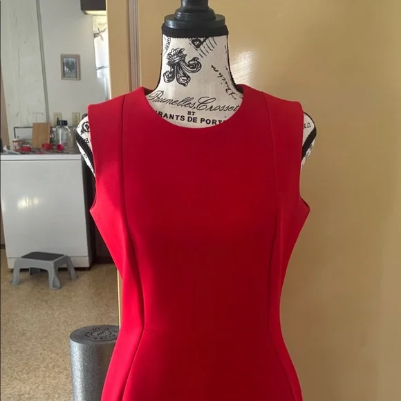 Calvin Klein Red Sleeveless Midi Sheath Dress - Picture 6 of 7